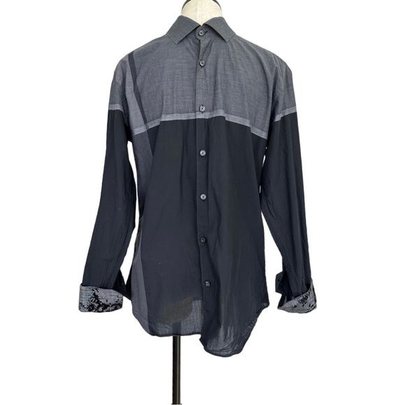 Jared Lang Gray & Black Two Toned Button Down Shirt Size Medium - Picture 6 of 12